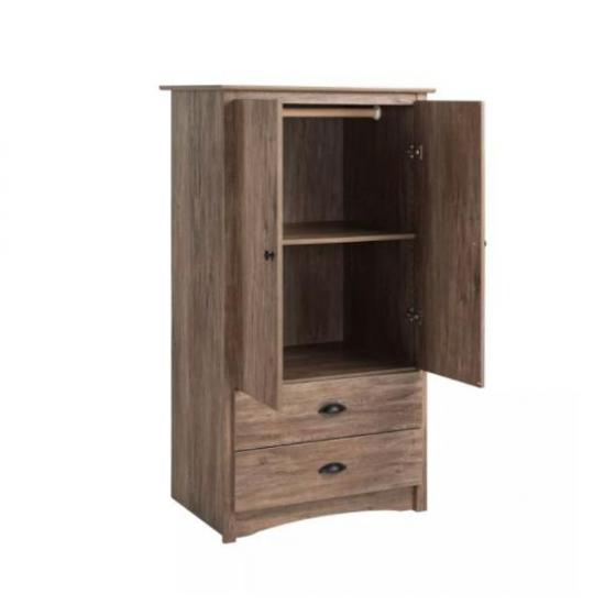wooden 2 door armoire with shelves